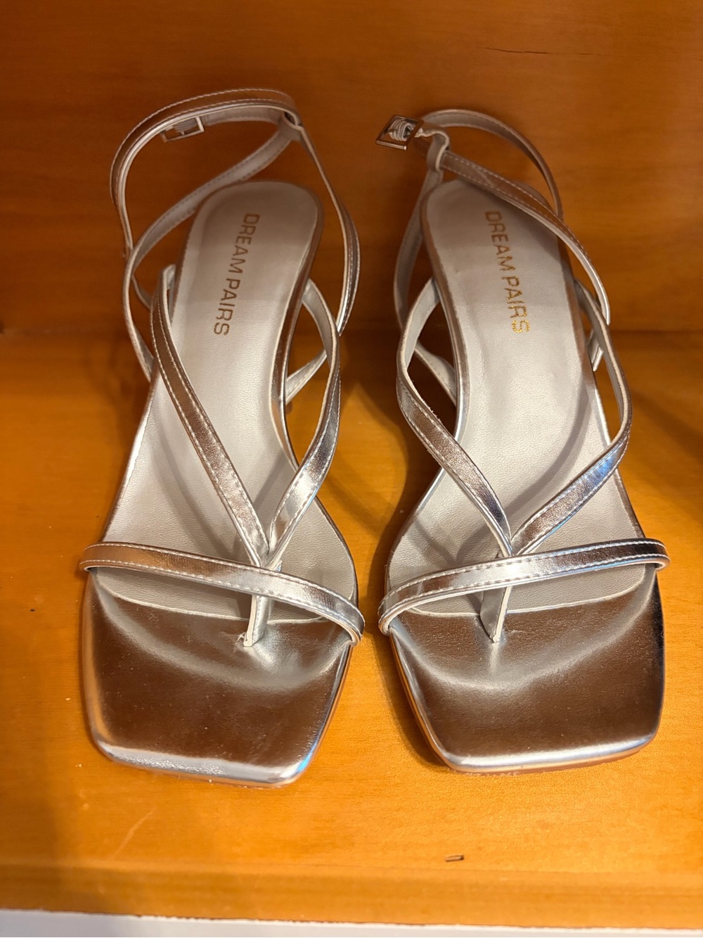 Dream Pairs Metallic Silver Strappy Heeled Sandals